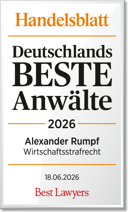 Handelsblatt Deutschlands Beste Anwälte 2026 - Alexander Rumpf, Wirtschaftsstrafrecht